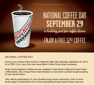 Krispy Kreme Free Coffee